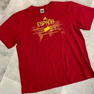 Adidas España Maroon T-Shirt with Yellow World Cup Design